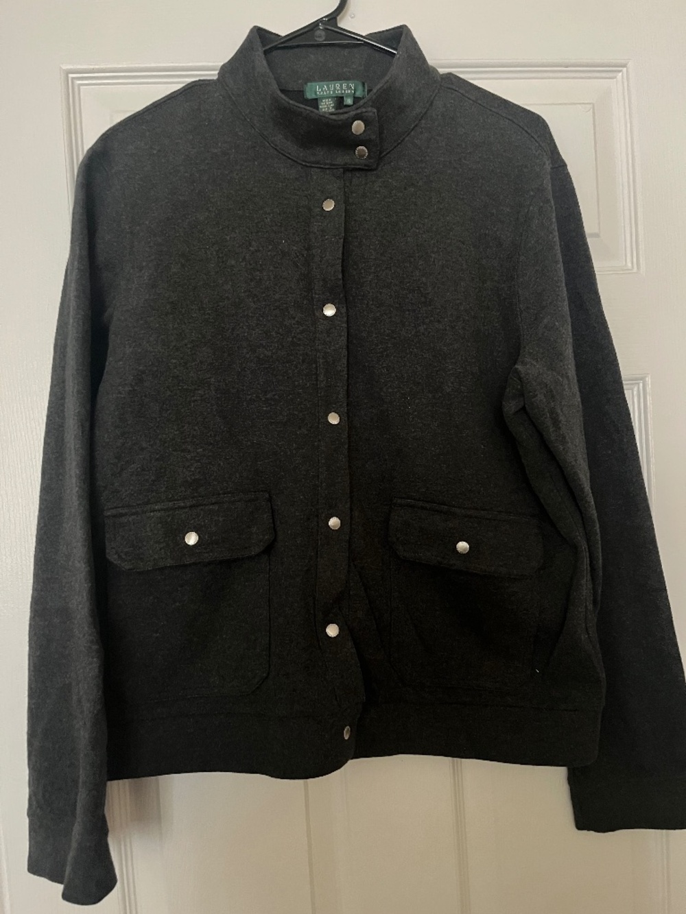 LAUREN RALPH LAUREN Gray Snap Front Utility Shirt Jacket Shacket XL
